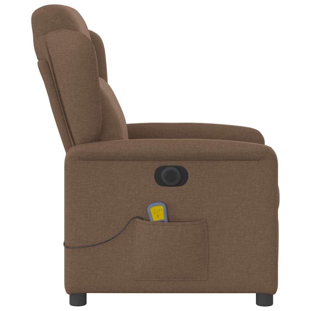 Fauteuil inclinable de massage électrique marron tissu Fauteuils vidaXL