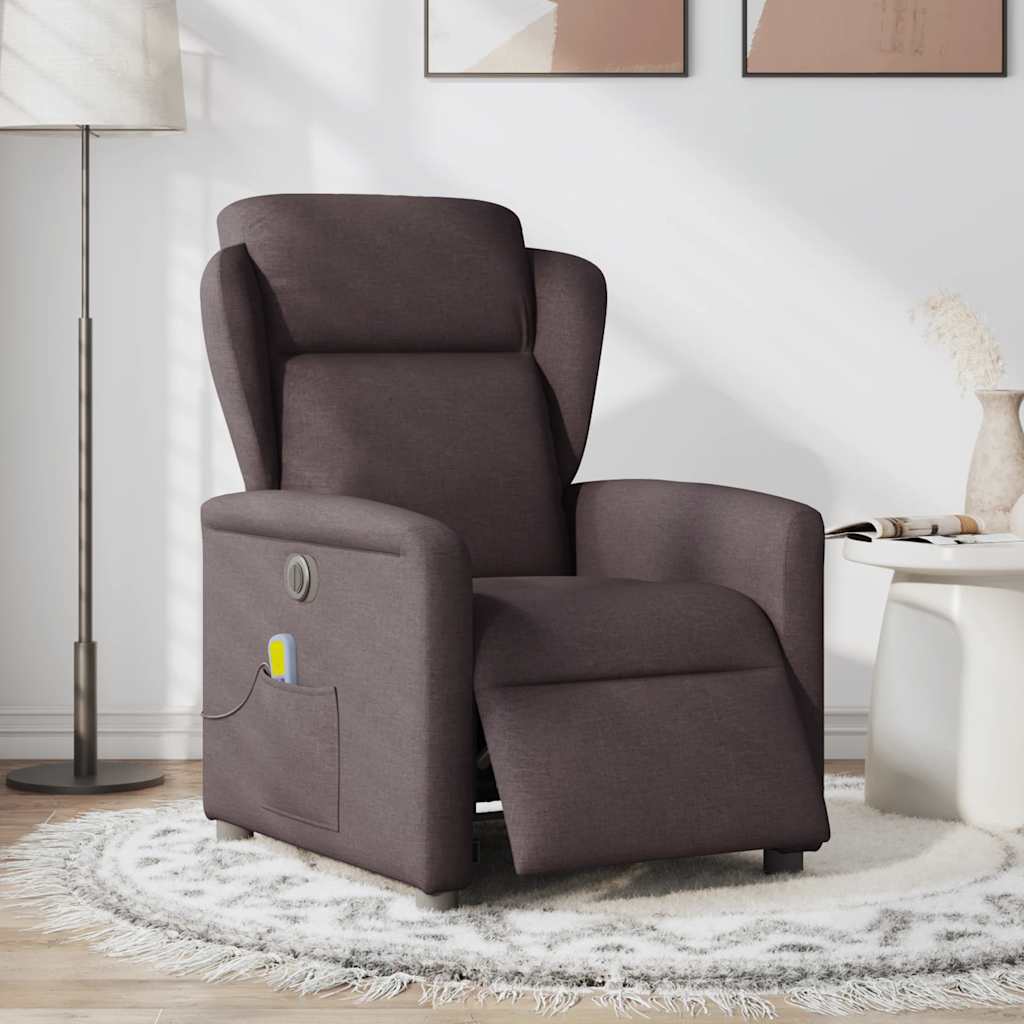 Fauteuil de massage inclinable électrique Marron foncé Tissu Fauteuils vidaXL