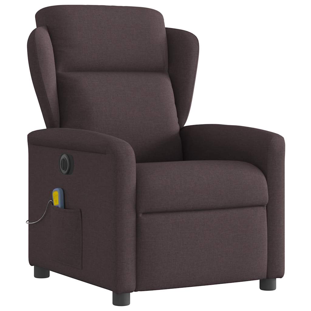 Fauteuil de massage inclinable électrique Marron foncé Tissu Fauteuils vidaXL