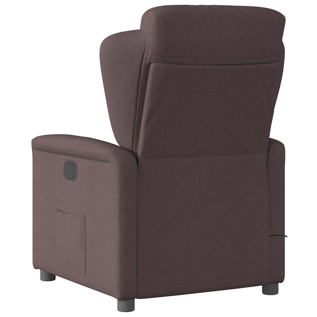 Fauteuil de massage inclinable électrique Marron foncé Tissu Fauteuils vidaXL