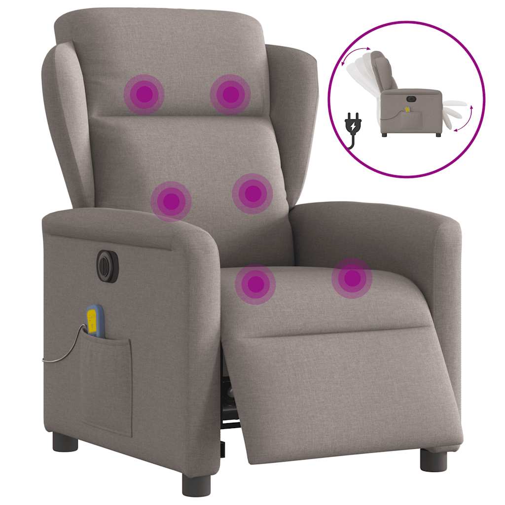 Fauteuil de massage inclinable électrique Taupe Tissu Fauteuils vidaXL