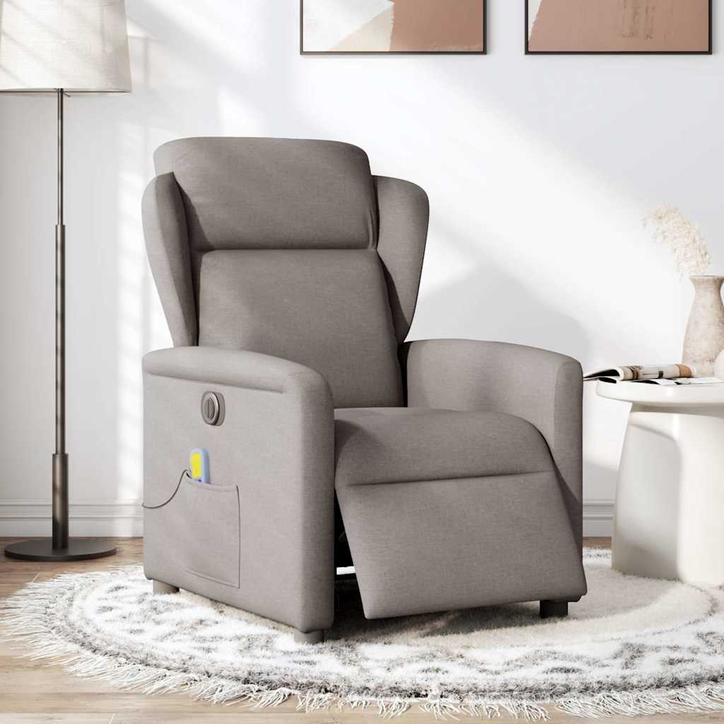 Fauteuil de massage inclinable électrique Taupe Tissu Fauteuils vidaXL