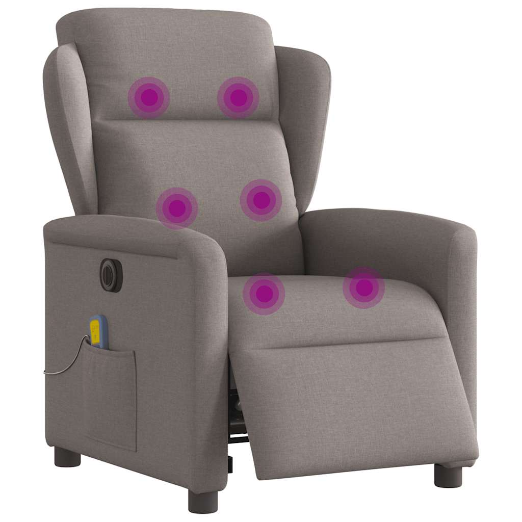 Fauteuil de massage inclinable électrique Taupe Tissu Fauteuils vidaXL