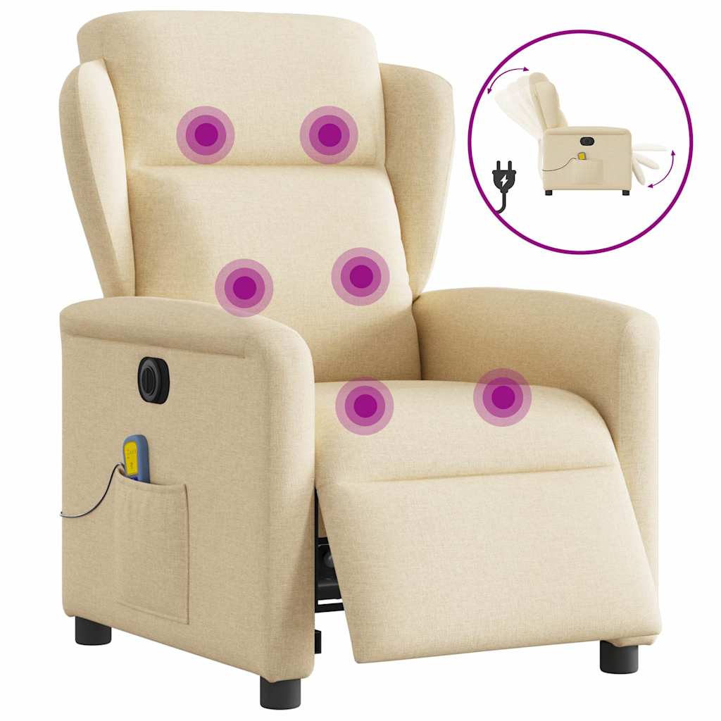 Fauteuil inclinable de massage électrique crème tissu Fauteuils vidaXL