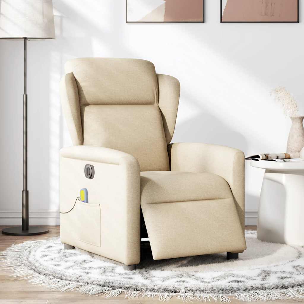 Fauteuil inclinable de massage électrique crème tissu Fauteuils vidaXL