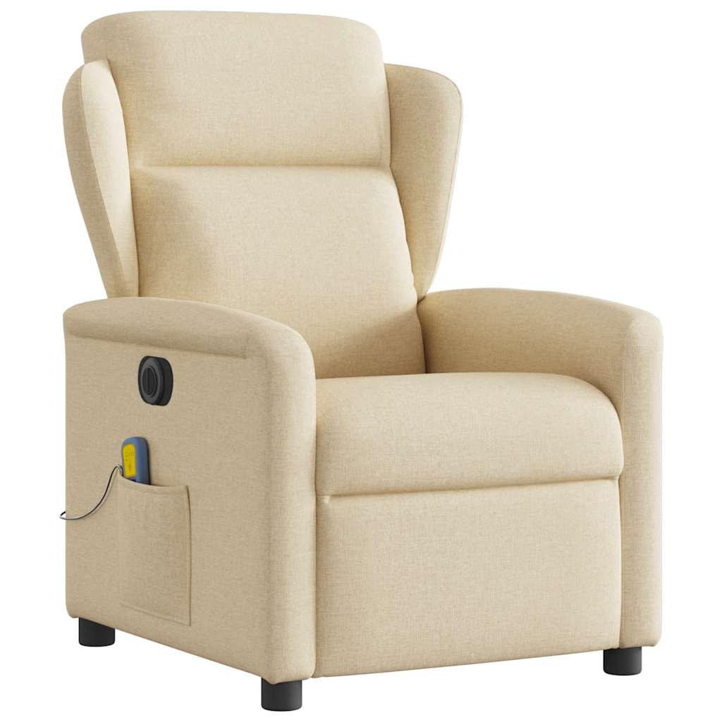 Fauteuil inclinable de massage électrique crème tissu Fauteuils vidaXL