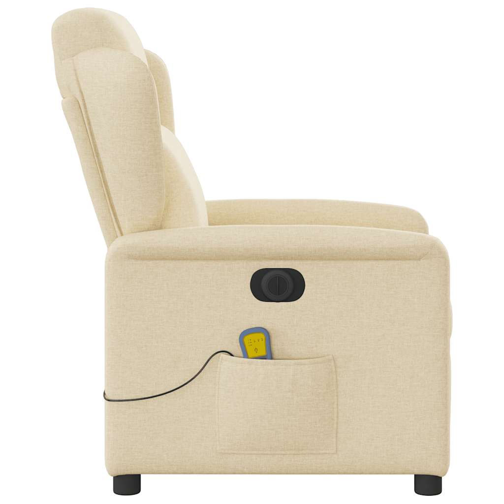 Fauteuil inclinable de massage électrique crème tissu Fauteuils vidaXL