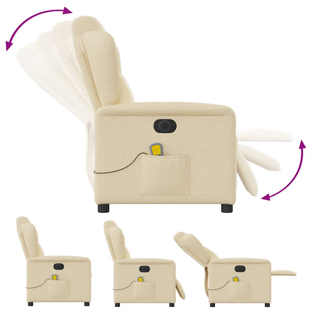 Fauteuil inclinable de massage électrique crème tissu Fauteuils vidaXL