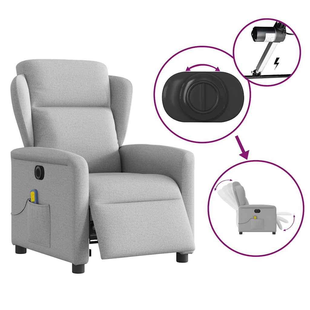 Fauteuil de massage inclinable électrique gris nuage tissu Fauteuils vidaXL