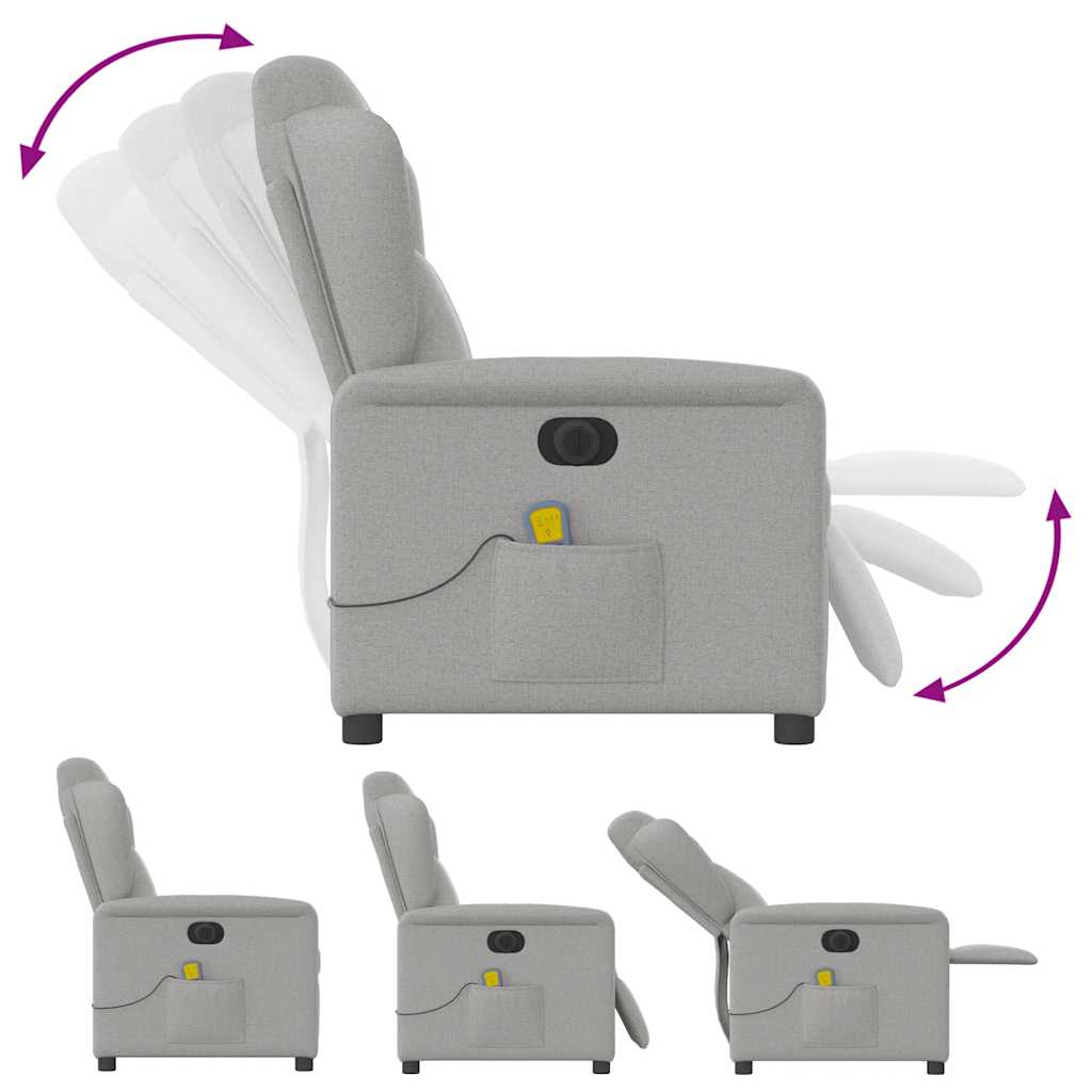 Fauteuil de massage inclinable électrique gris nuage tissu Fauteuils vidaXL