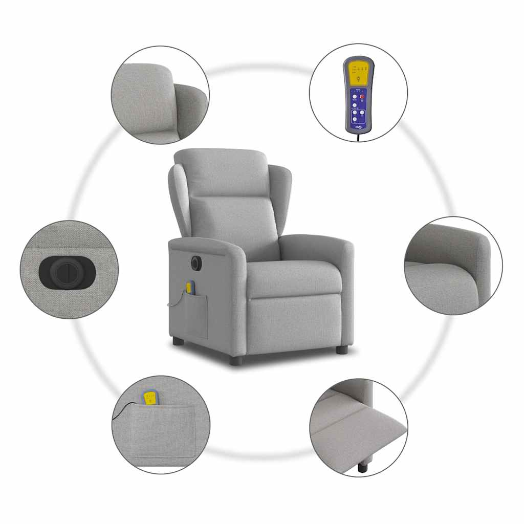 Fauteuil de massage inclinable électrique gris nuage tissu Fauteuils vidaXL