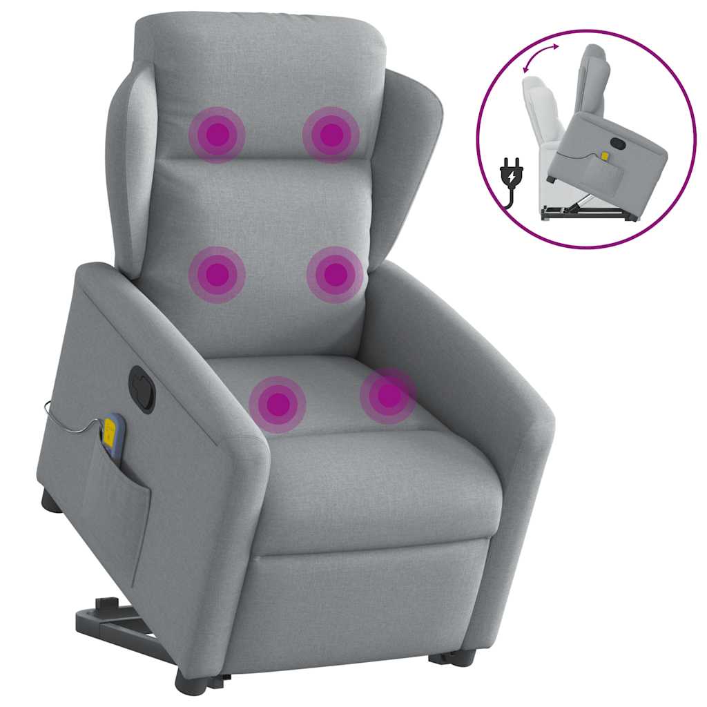 Fauteuil de massage inclinable Gris clair Tissu Fauteuils vidaXL