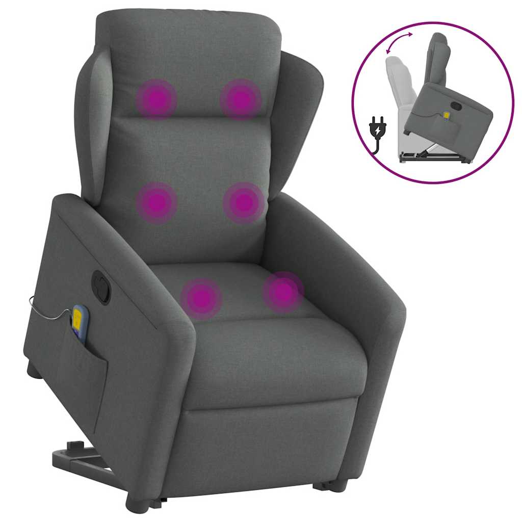 Fauteuil de massage inclinable Gris foncé Tissu Fauteuils vidaXL