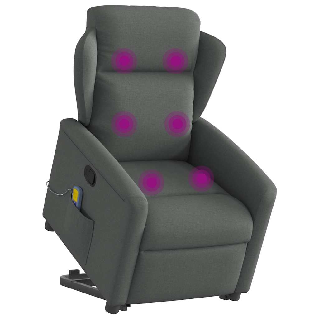 Fauteuil de massage inclinable Gris foncé Tissu Fauteuils vidaXL