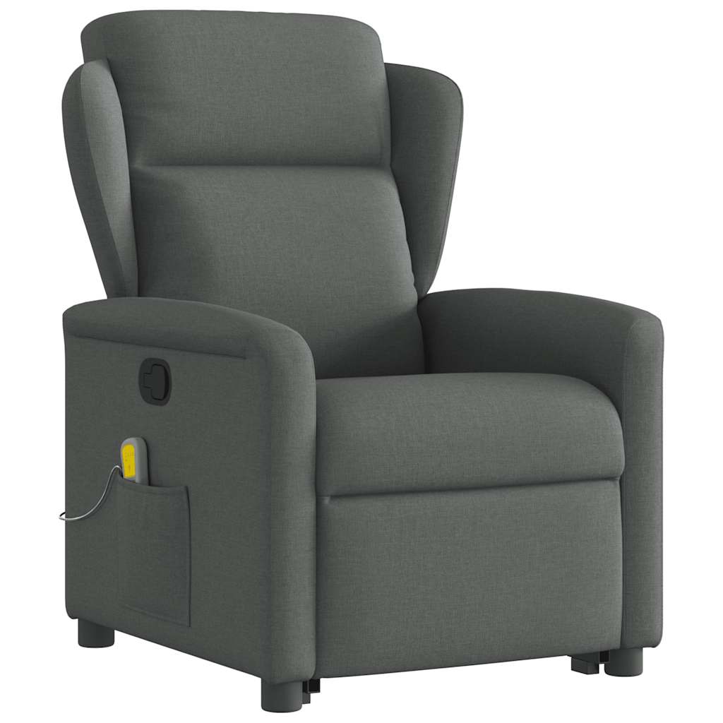 Fauteuil de massage inclinable Gris foncé Tissu Fauteuils vidaXL