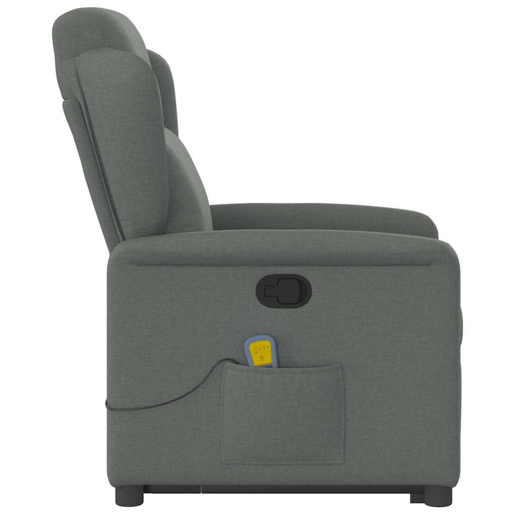 Fauteuil de massage inclinable Gris foncé Tissu Fauteuils vidaXL