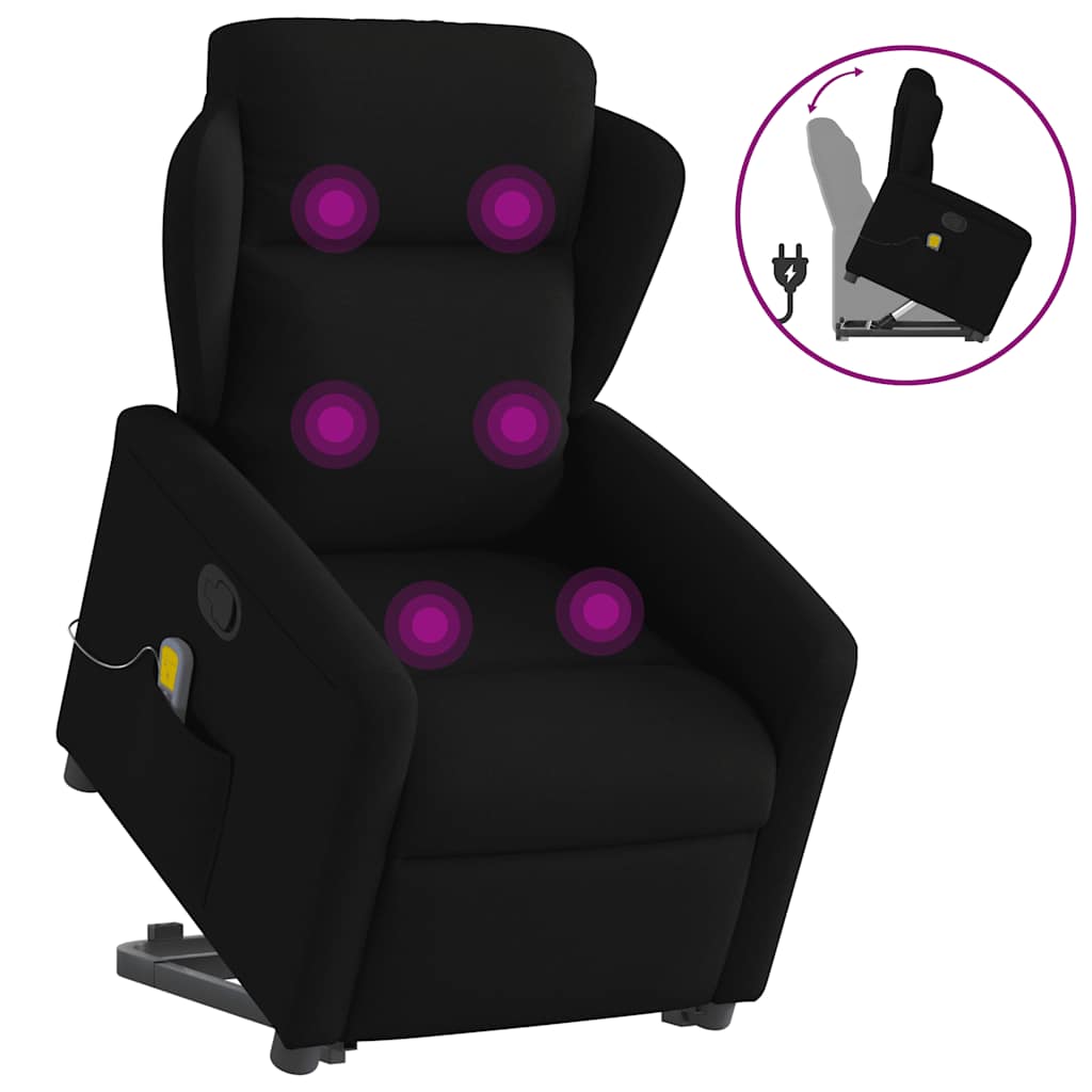 Fauteuil de massage inclinable Noir Tissu Fauteuils vidaXL