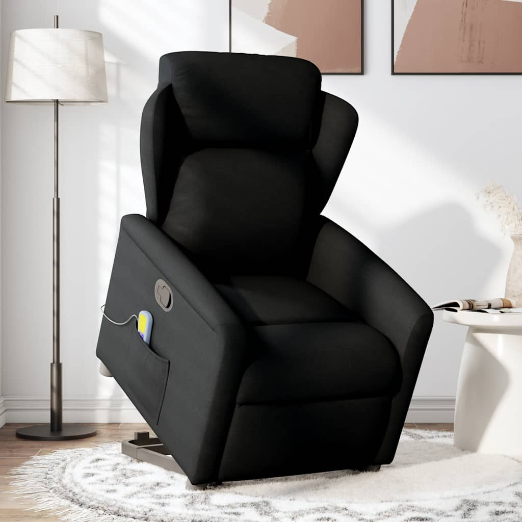 Fauteuil de massage inclinable Noir Tissu Fauteuils vidaXL