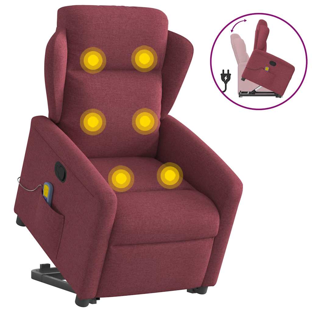 Fauteuil inclinable de massage Rouge bordeaux Tissu Fauteuils vidaXL