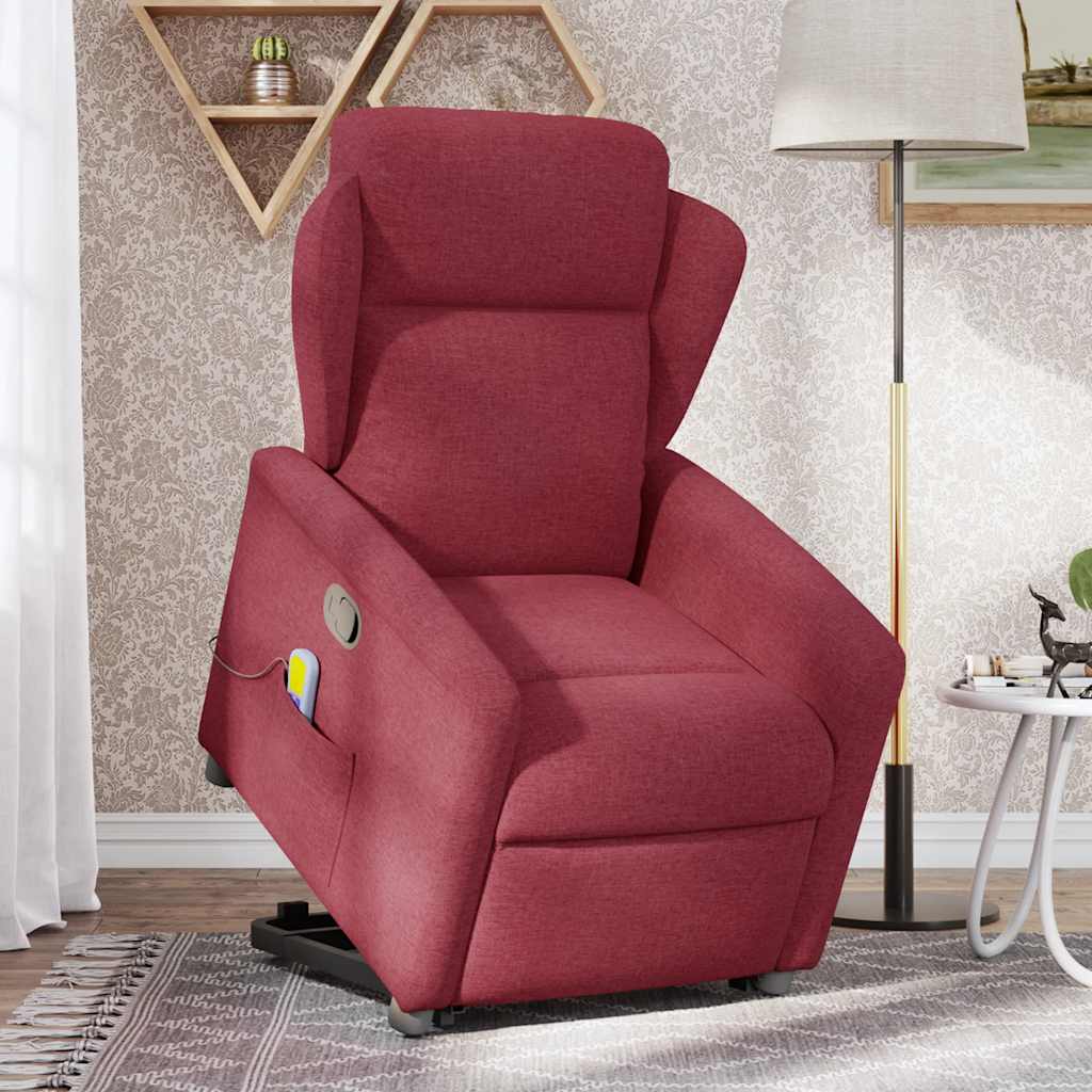 Fauteuil inclinable de massage Rouge bordeaux Tissu Fauteuils vidaXL