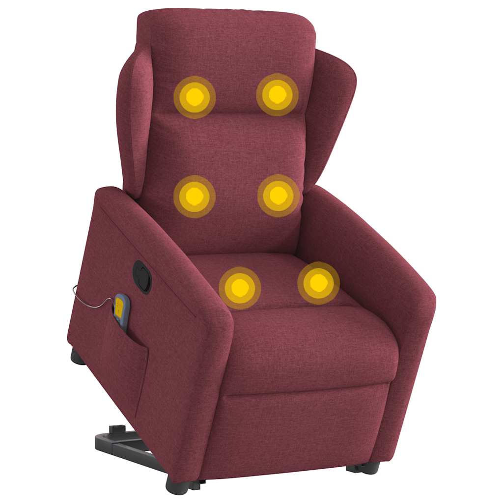 Fauteuil inclinable de massage Rouge bordeaux Tissu Fauteuils vidaXL