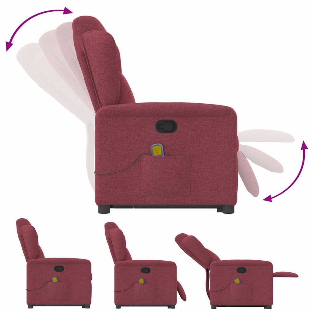 Fauteuil inclinable de massage Rouge bordeaux Tissu Fauteuils vidaXL