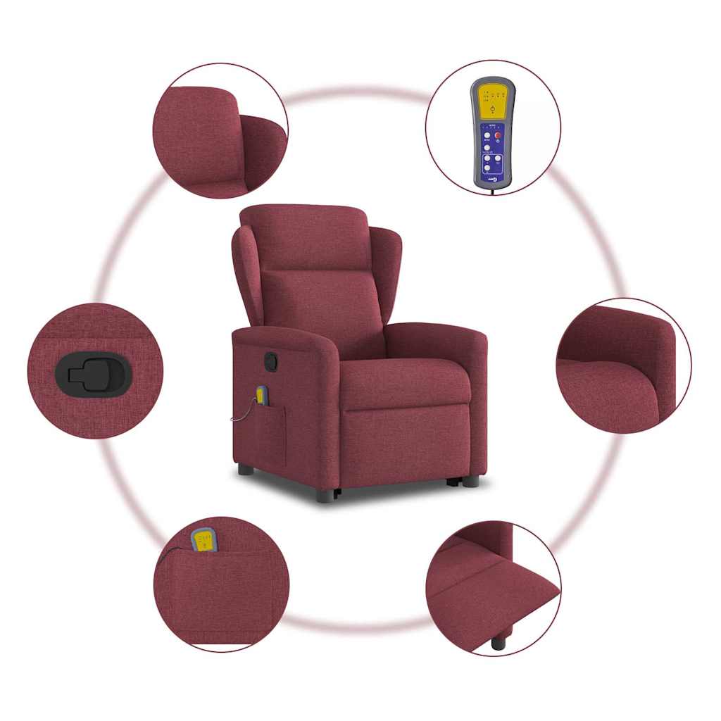 Fauteuil inclinable de massage Rouge bordeaux Tissu Fauteuils vidaXL