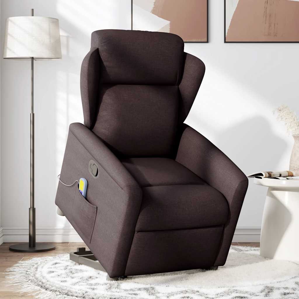 Fauteuil inclinable de massage Marron foncé Tissu Fauteuils vidaXL