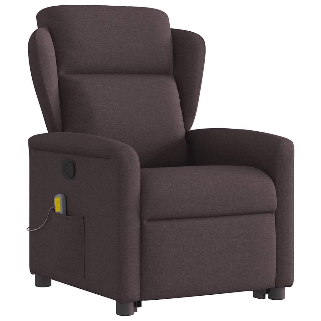 Fauteuil inclinable de massage Marron foncé Tissu Fauteuils vidaXL