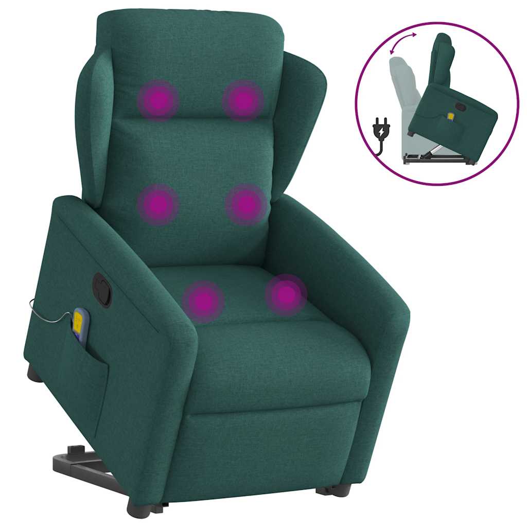 Fauteuil inclinable de massage Vert foncé Tissu Fauteuils vidaXL