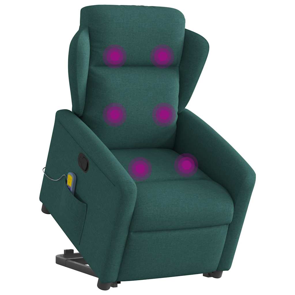 Fauteuil inclinable de massage Vert foncé Tissu Fauteuils vidaXL