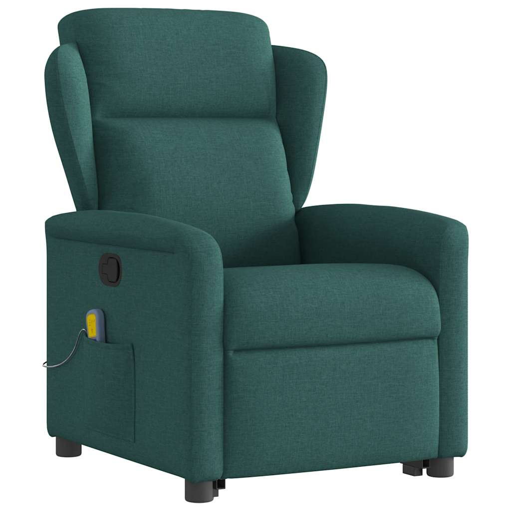 Fauteuil inclinable de massage Vert foncé Tissu Fauteuils vidaXL