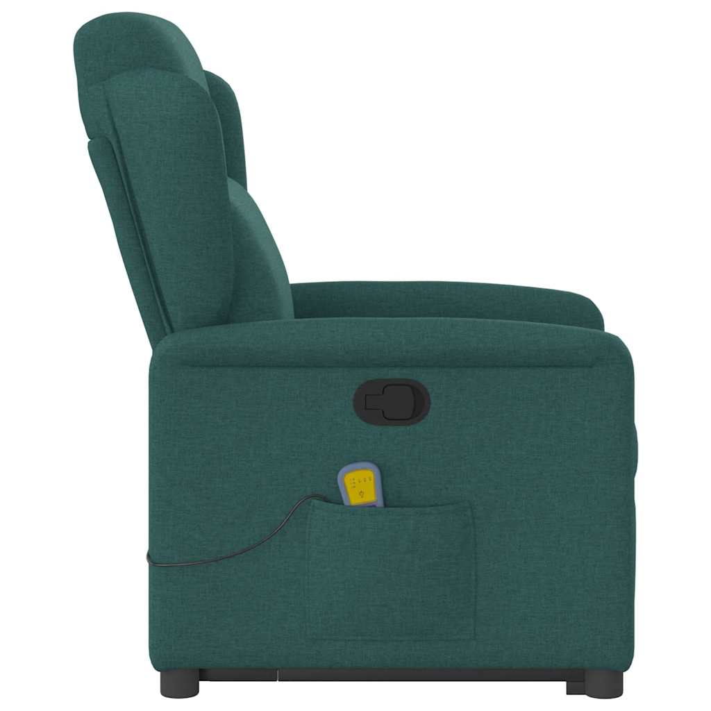 Fauteuil inclinable de massage Vert foncé Tissu Fauteuils vidaXL