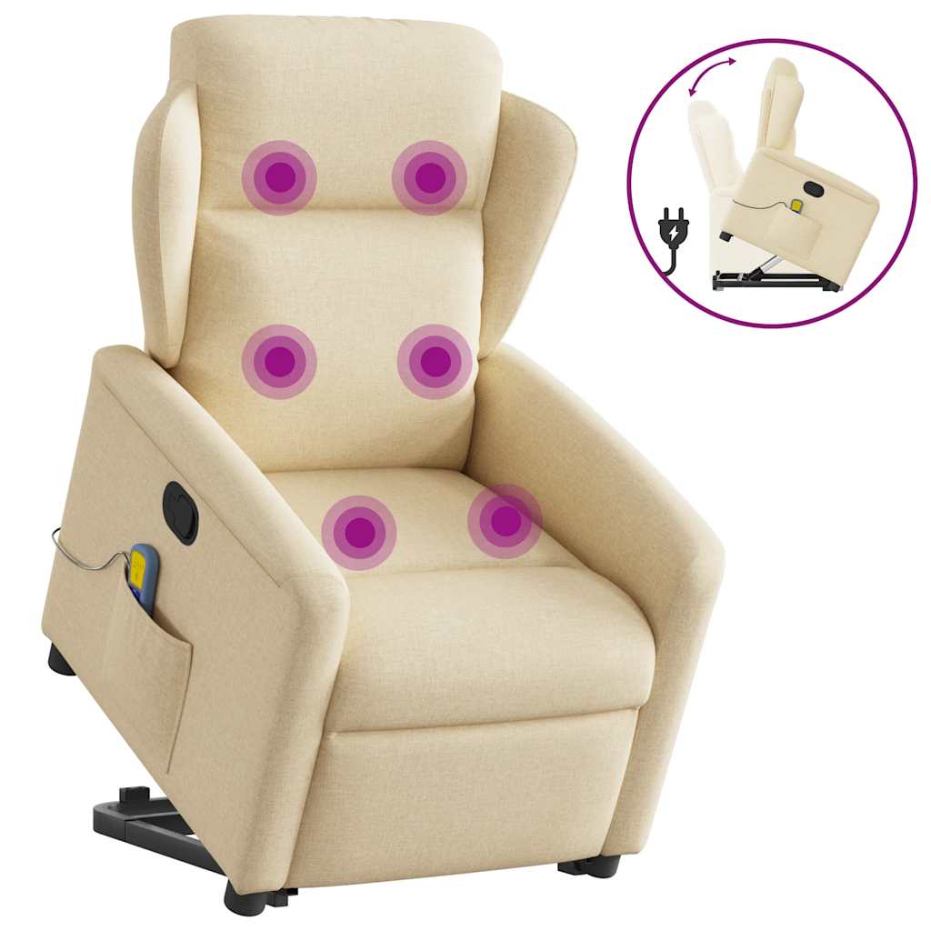 Fauteuil inclinable de massage Crème Tissu Fauteuils vidaXL