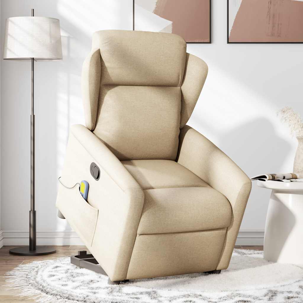 Fauteuil inclinable de massage Crème Tissu Fauteuils vidaXL