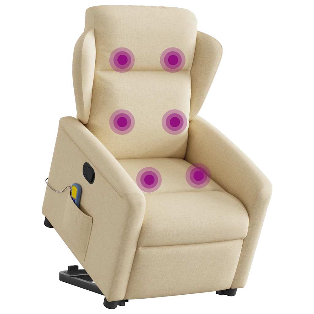 Fauteuil inclinable de massage Crème Tissu Fauteuils vidaXL