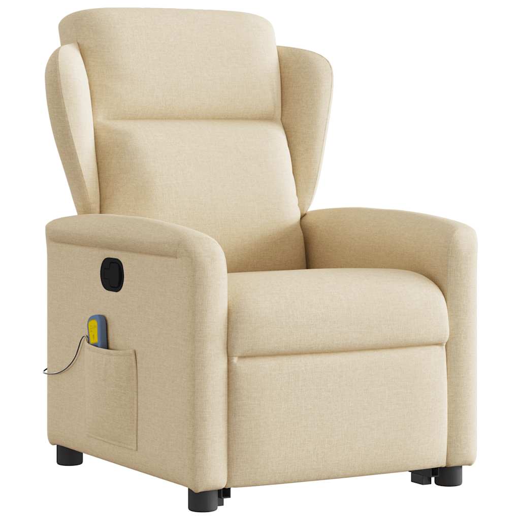 Fauteuil inclinable de massage Crème Tissu Fauteuils vidaXL