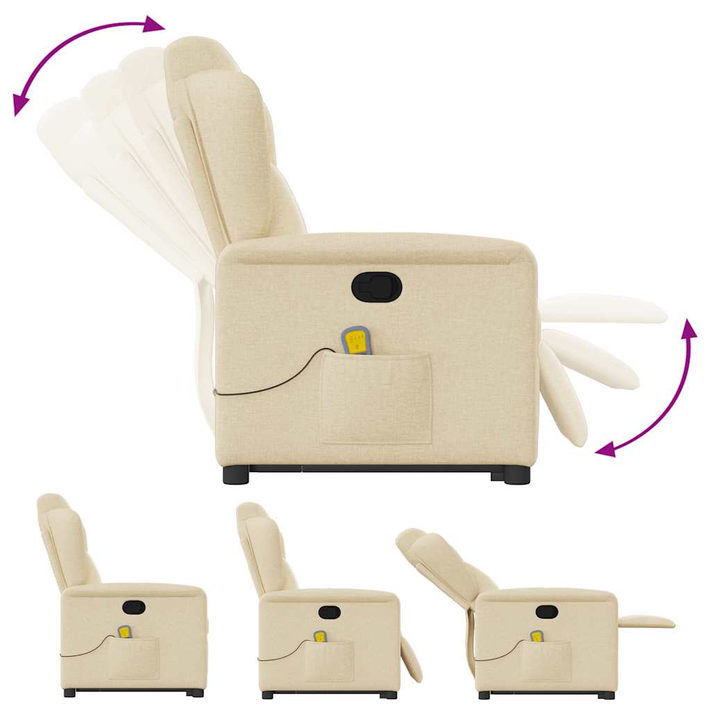 Fauteuil inclinable de massage Crème Tissu Fauteuils vidaXL