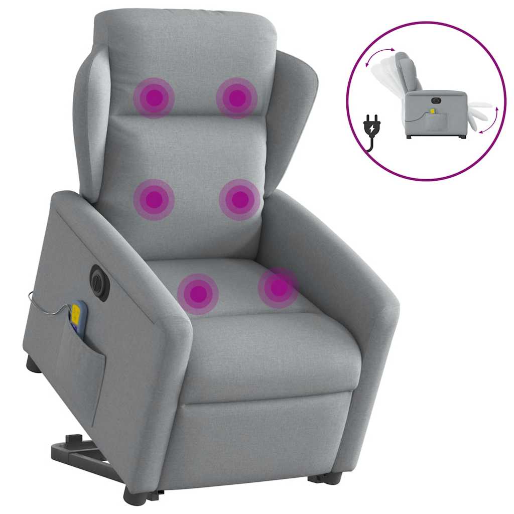 Fauteuil inclinable de massage électrique Gris clair Tissu Fauteuils vidaXL