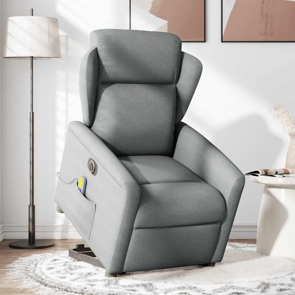 Fauteuil inclinable de massage électrique Gris clair Tissu Fauteuils vidaXL