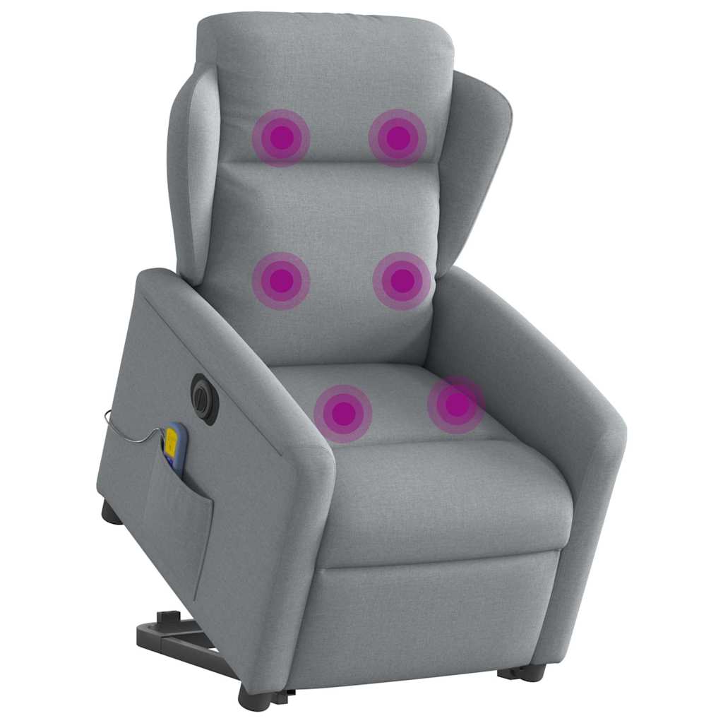 Fauteuil inclinable de massage électrique Gris clair Tissu Fauteuils vidaXL