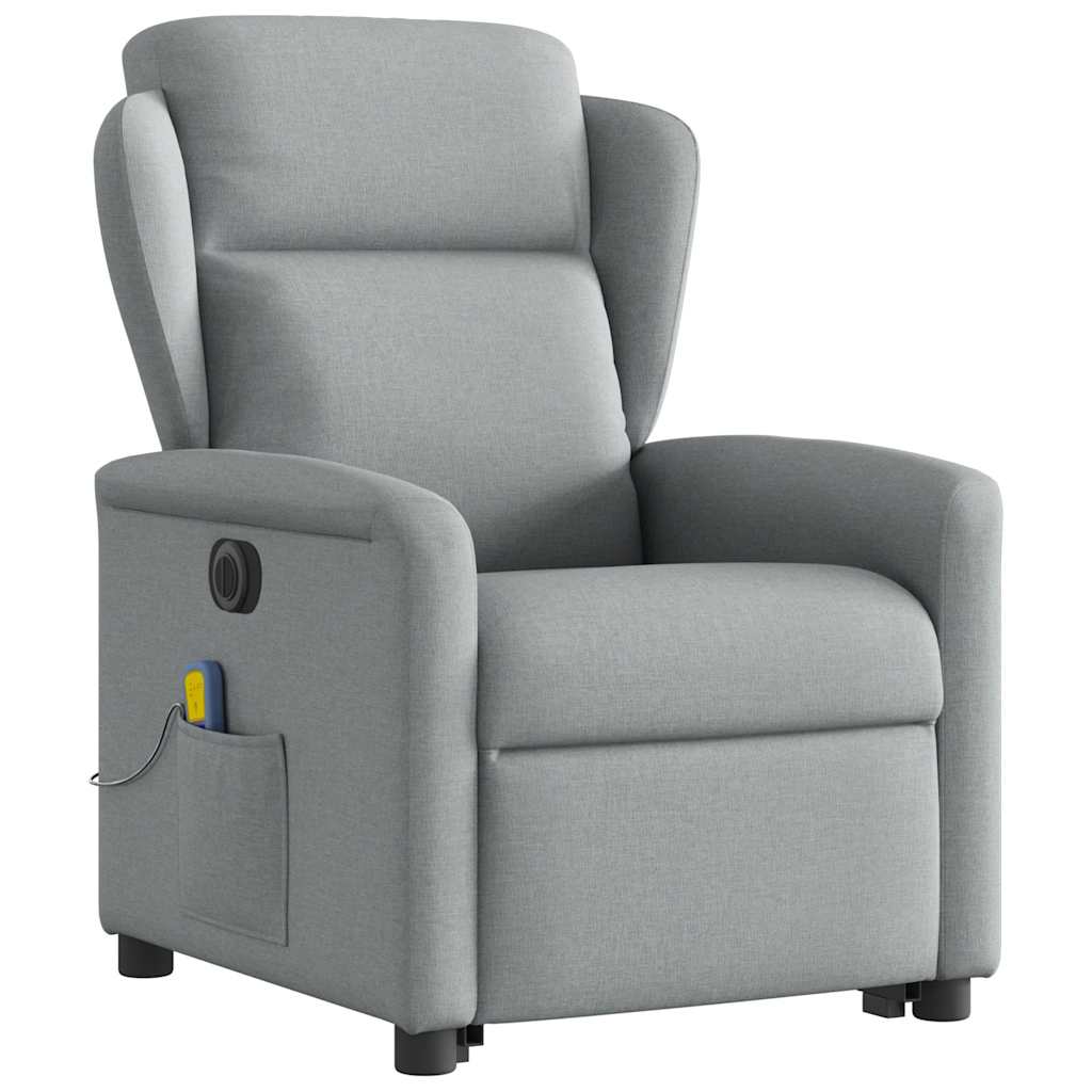 Fauteuil inclinable de massage électrique Gris clair Tissu Fauteuils vidaXL