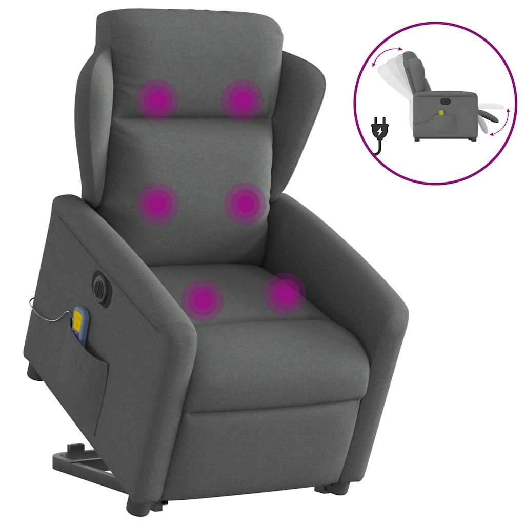 Fauteuil inclinable de massage électrique Gris foncé Tissu Fauteuils vidaXL