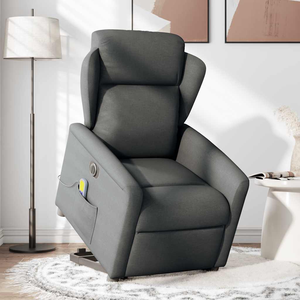 Fauteuil inclinable de massage électrique Gris foncé Tissu Fauteuils vidaXL