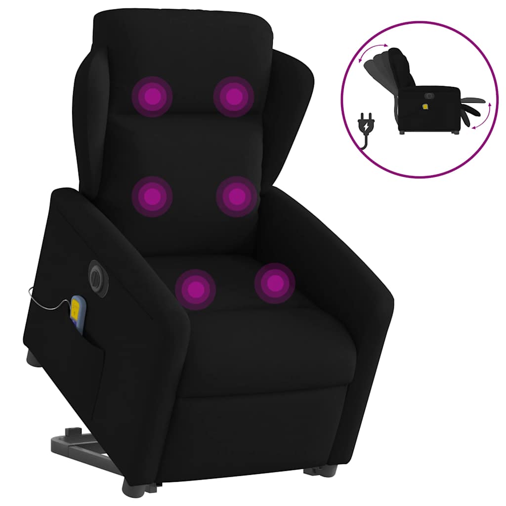 Fauteuil inclinable de massage électrique Noir Tissu Fauteuils vidaXL