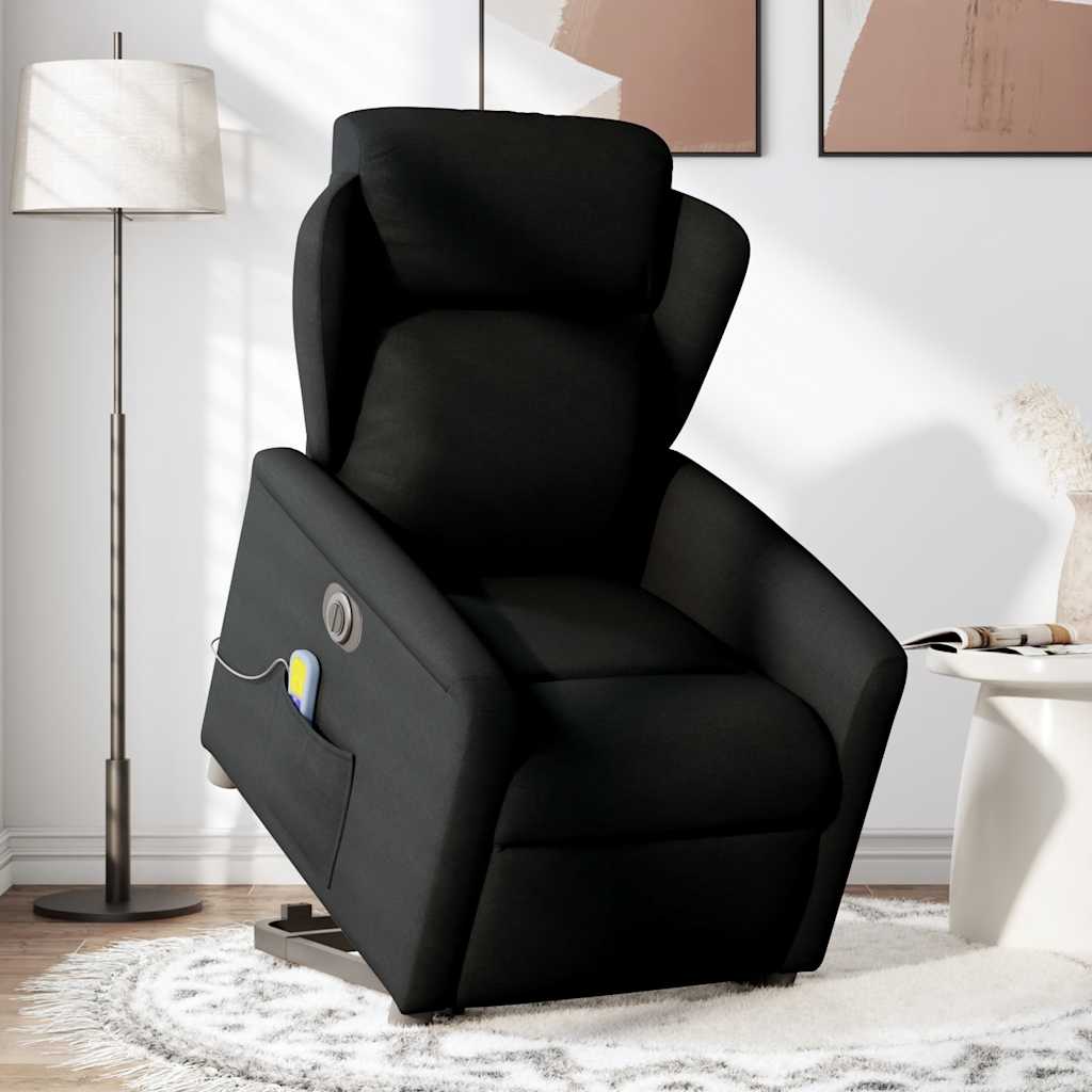 Fauteuil inclinable de massage électrique Noir Tissu Fauteuils vidaXL