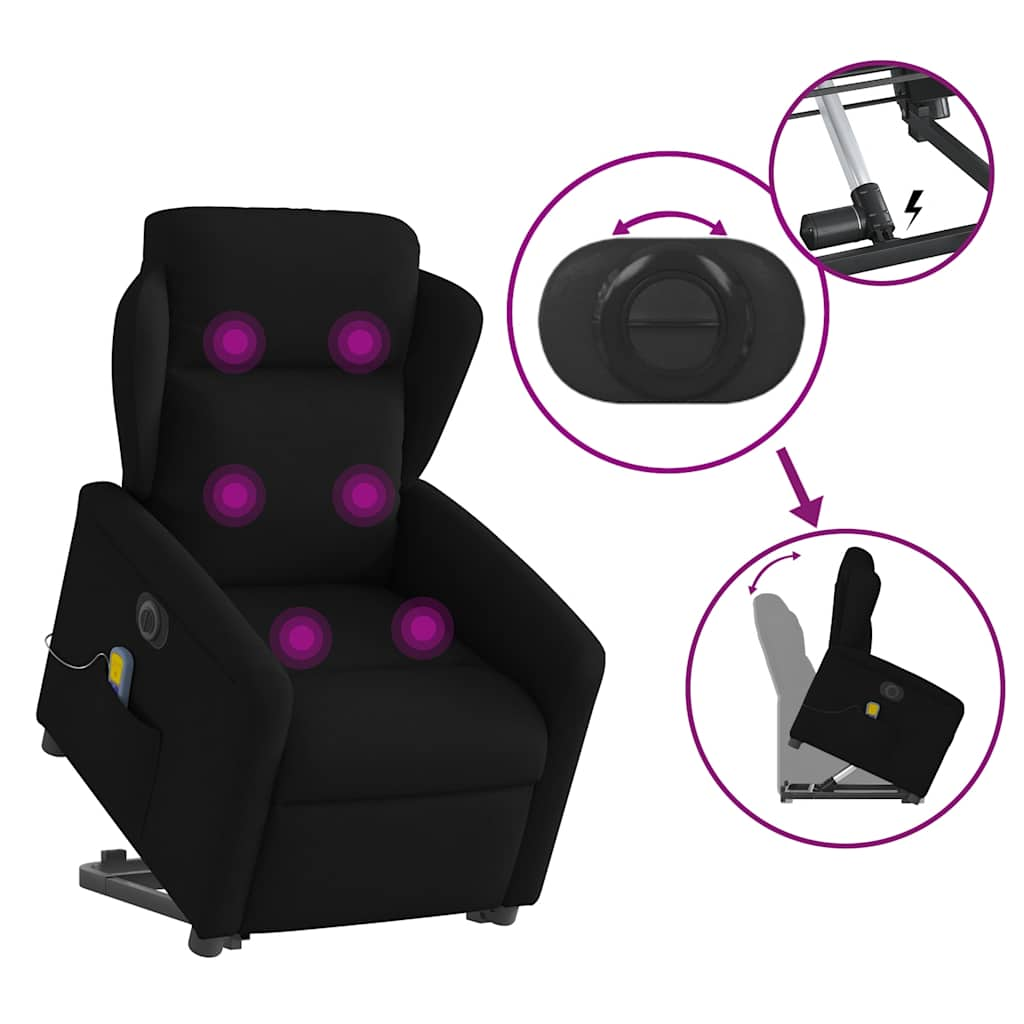 Fauteuil inclinable de massage électrique Noir Tissu Fauteuils vidaXL