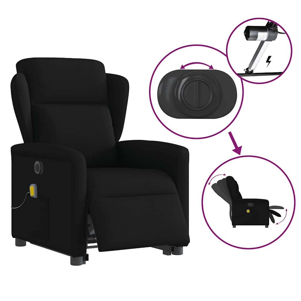 Fauteuil inclinable de massage électrique Noir Tissu Fauteuils vidaXL