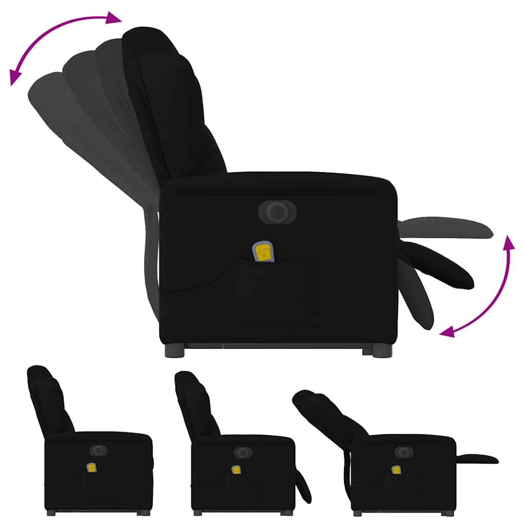 Fauteuil inclinable de massage électrique Noir Tissu Fauteuils vidaXL