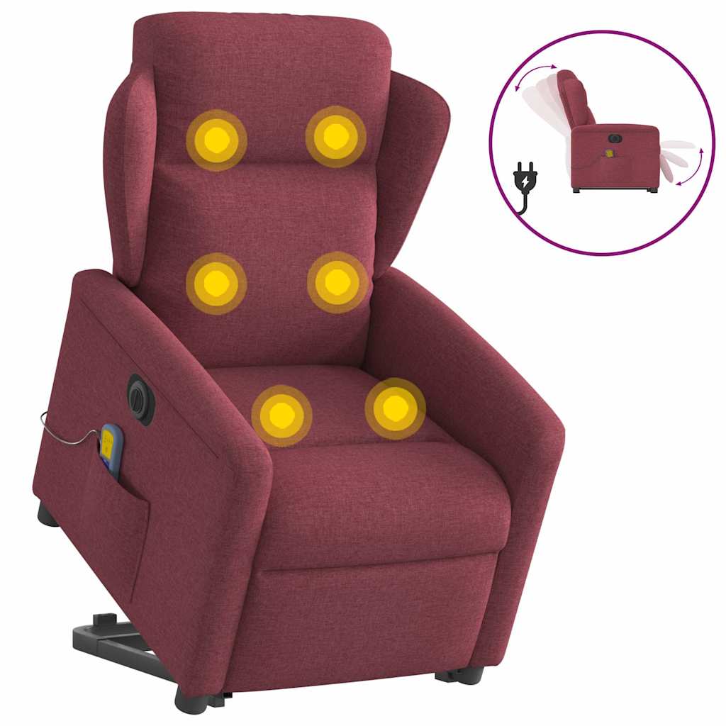 Fauteuil inclinable de massage électrique Rouge bordeaux Tissu Fauteuils vidaXL